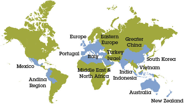 Map of world showing WPP Regional, Sub-Regional and Country Managers, covering 50 out of 111 countries