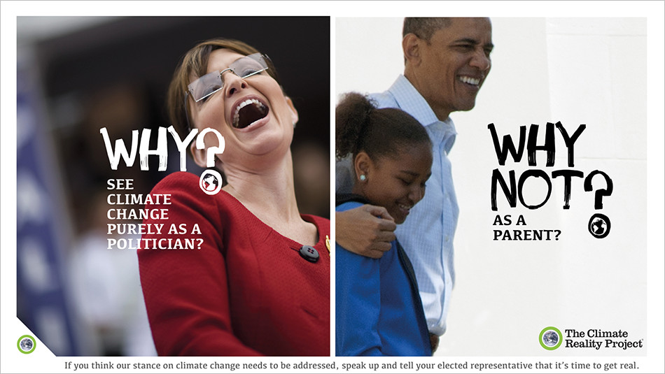 Why? Why not? poster showing Sarah Palin and Back Obama and his daughter