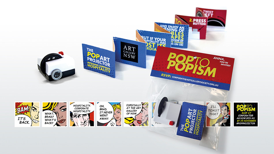 Pop to popism projector and card
