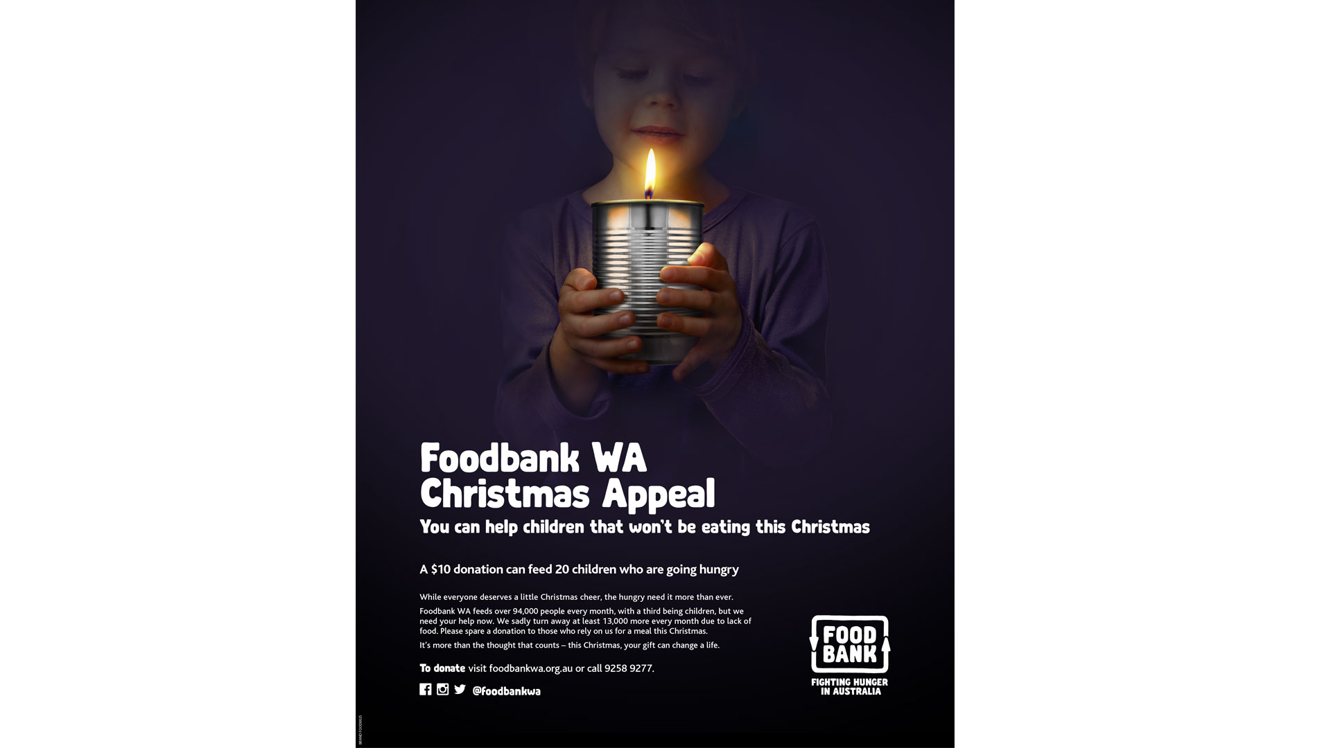 A poster showing a girl holding a tin with a candle