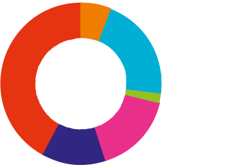 Pie chart showing work by sector